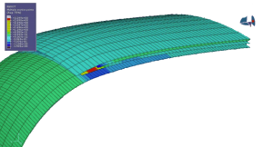 Graphical representation of a tire model undergoing validation in a finite element analysis simulation